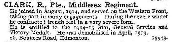 Clark R Pte Middlesex Regiment