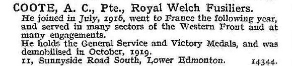 Coote A C Pte Royal Welsh Fusiliers