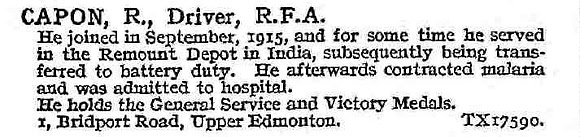 Capon R Dvr Royal Field Artillery