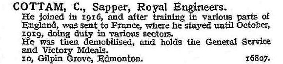 Cottam C Sapper Royal Engineers