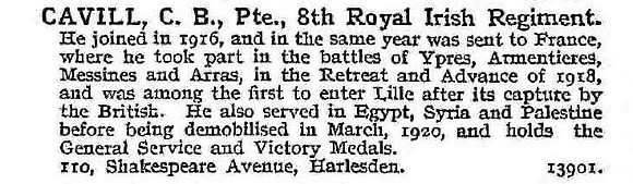 Cavill C B Pte 8th Royal Irish Regiment