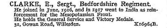 Clarke E Sergt Bedfordshire Regiment