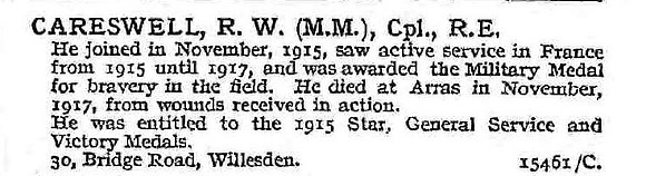 Careswell R W Cpl MM Royal Engineers