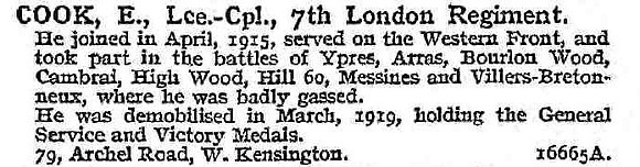 Cook E L/Cpl 7th London Regiment
