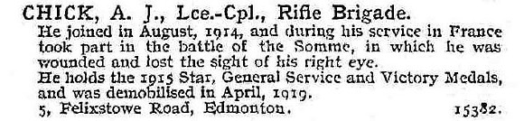 Chick A J L/Cpl Rifle Brigade