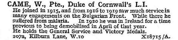 Came W Pte Duke Of Cornwalls Light Infantry