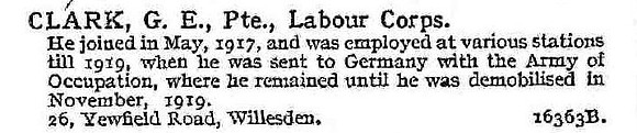 Clark G E Pte Labour Corps