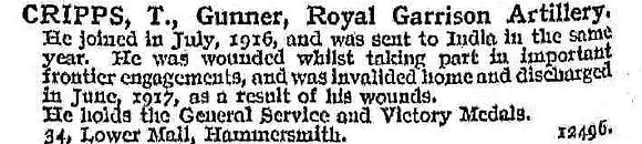 Cripps T Gnr Royal Garrison Artillery
