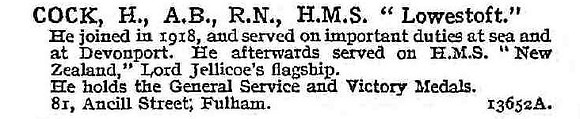 Cock H AB HMS Lowestoft Royal Navy