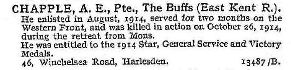 Chapple A E Pte East Kent Regiment