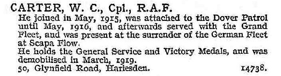 Carter W C Cpl Royal Air Force
