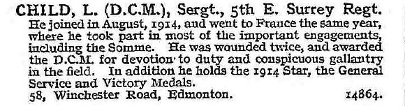 Child L Sergt DCM 5th East Surrey Regiment