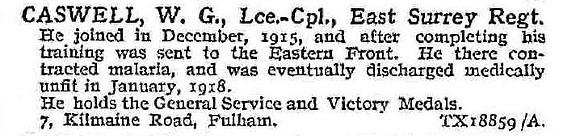Caswell W G L/Cpl East Surrey Regiment
