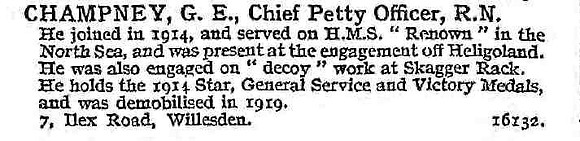 Champney G E Chief Petty Officer HMS Renown Royal Navy