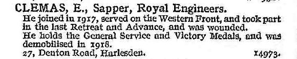 Clemas E Sapper Royal Engineers