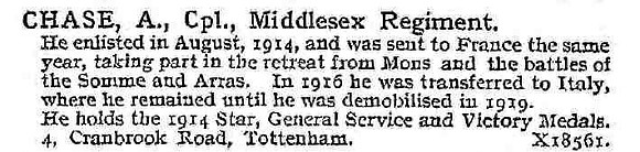Chase A Cpl Middlesex Regiment