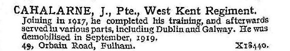 Cahalarne J Pte West Kent Regiment