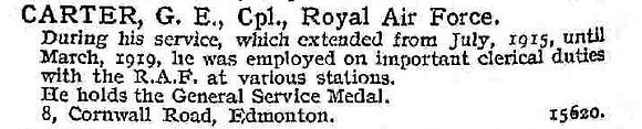 Carter G E Cpl Royal Air Force