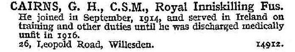 Cairns G H CSM Royal Inniskilling Fusiliers