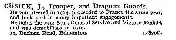 Cusick J Tpr 2nd Dragoon Guards