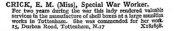 Crick E M Miss Munitions Worker