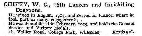 Chitty W C Pte 16th Lancers