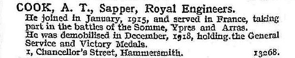 Cook A T Sapper Royal Engineers