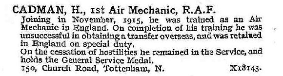Cadman H 1st Air Mech Royal Air Force