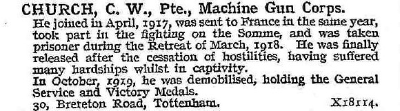 Church C W Pte Machine Gun Corps