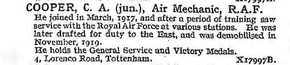 Cooper C A Air Mech Royal Air Force