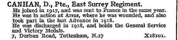 Canhan D Pte East Surrey Regiment