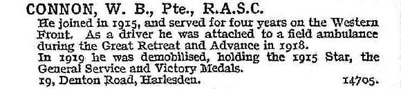 Connon W B Pte Army Service Corps