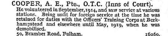 Cooper A E Pte OTC (Inns Of Court)