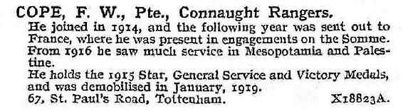 Cope F W Pte Connaught Rangers