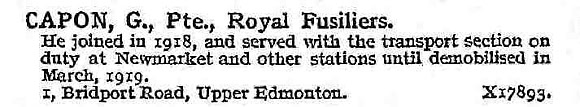 Capon G Pte Royal Fusiliers