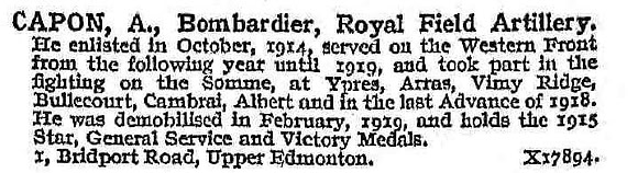 Capon A Bmdr Royal Field Artillery