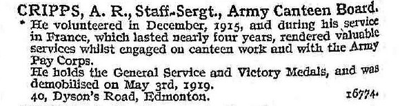Cripps A R Staff Sergt Army Canteen Board And Army Pay Corps