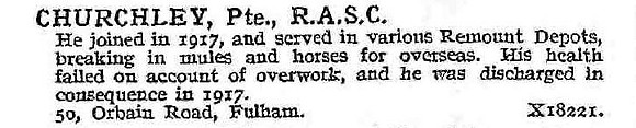 Churchley Pte Army Service Corps