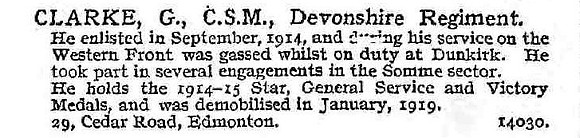 Clarke G CSM Devonshire Regiment
