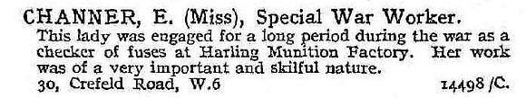 Channer E Miss Munitions Worker