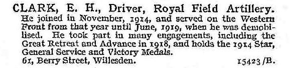 Clark E H Dvr Royal Field Artillery