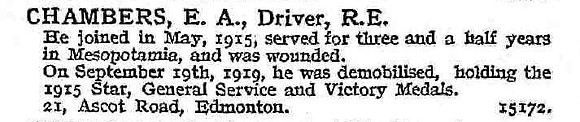 Chambers E A Dvr Royal Engineers