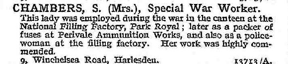 Chambers S Mrs Munitions Worker