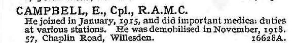 Campbell E Cpl Royal Army Medical Corps