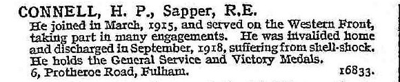 Connell H P Sapper Royal Engineers