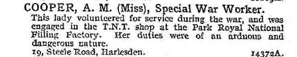 Cooper A M Miss Munitions Worker