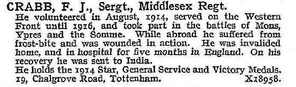 Crabb F J Sergt Middlesex Regiment