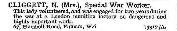 Cliggett N Mrs Munition Worker