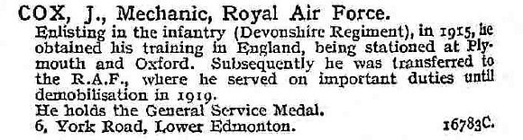 Cox J Mech Royal Air Force
