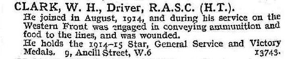 Clark W H Dvr Army Service Corps